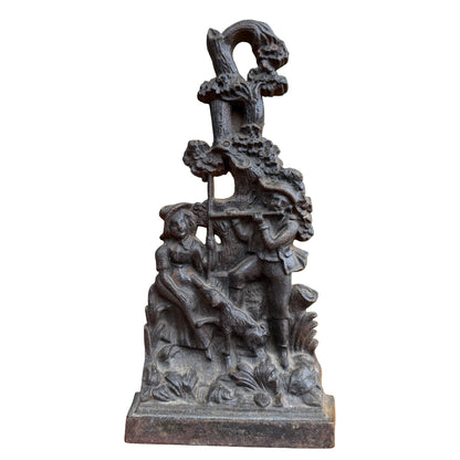 Cast Iron Shepherd Scene Doorstop - Antique Style Heavy Stop 33cm