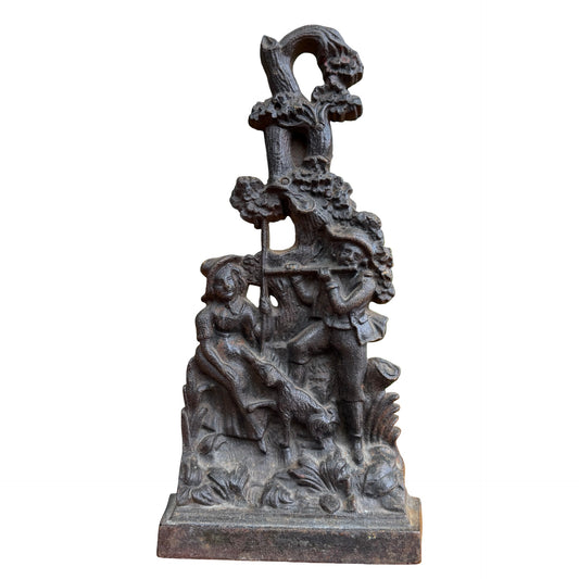 Cast Iron Shepherd Scene Doorstop - Antique Style Heavy Stop 33cm