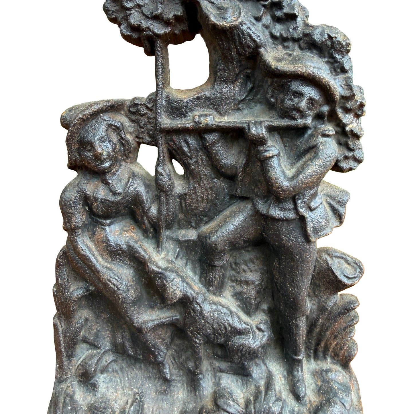 Cast Iron Shepherd Scene Doorstop - Antique Style Heavy Stop 33cm