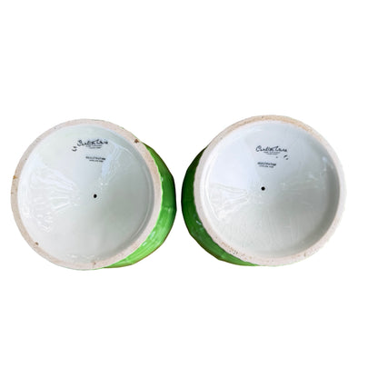 Pair of Vintage Carlton Ware Fruit Pedestal Bowls - Lime Green 10cm