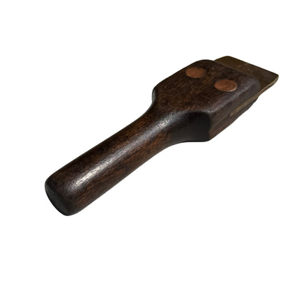 Antique Wooden Leather Burnisher - Vintage Brass Slicker Tool 17cm