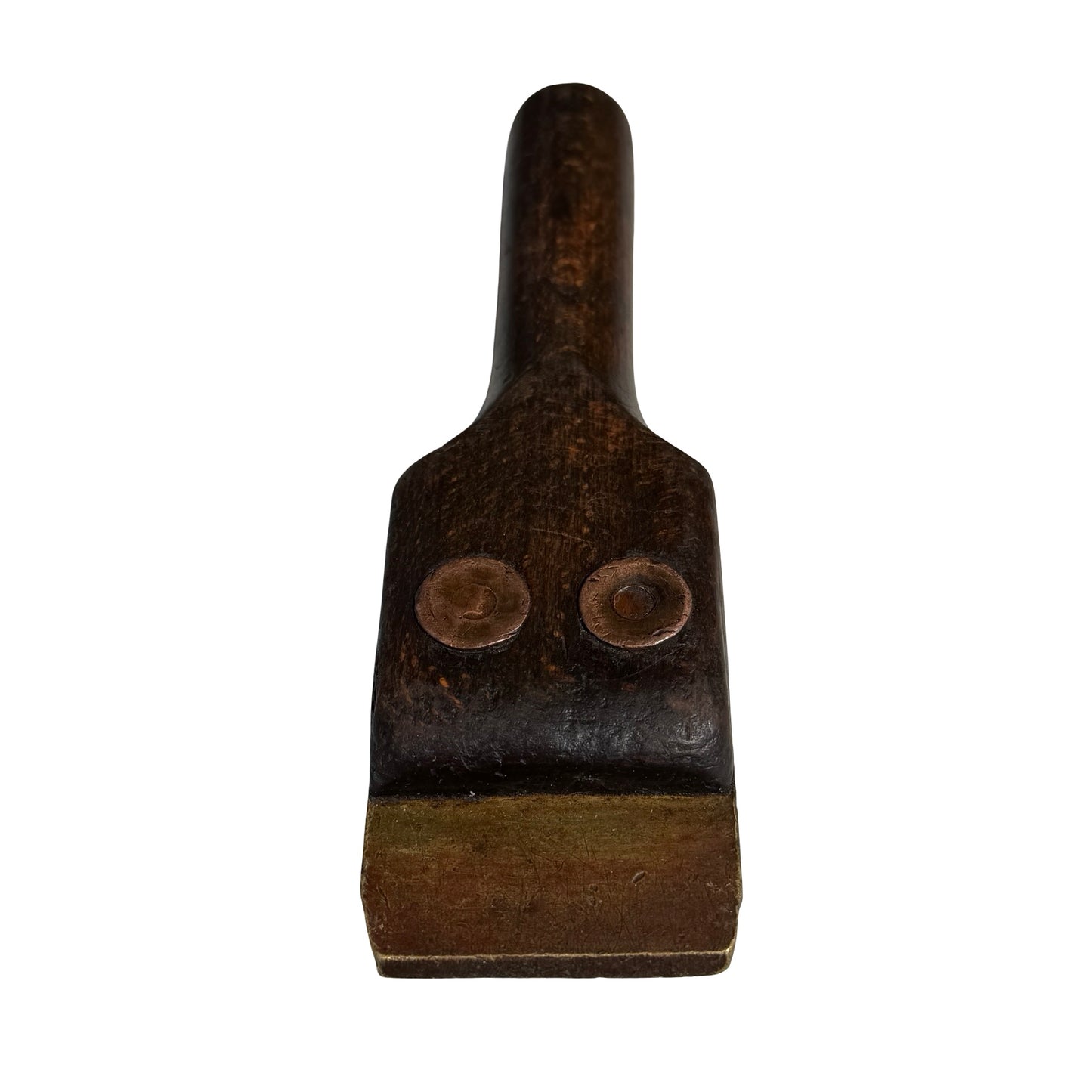 Antique Wooden Leather Burnisher - Vintage Brass Slicker Tool 17cm