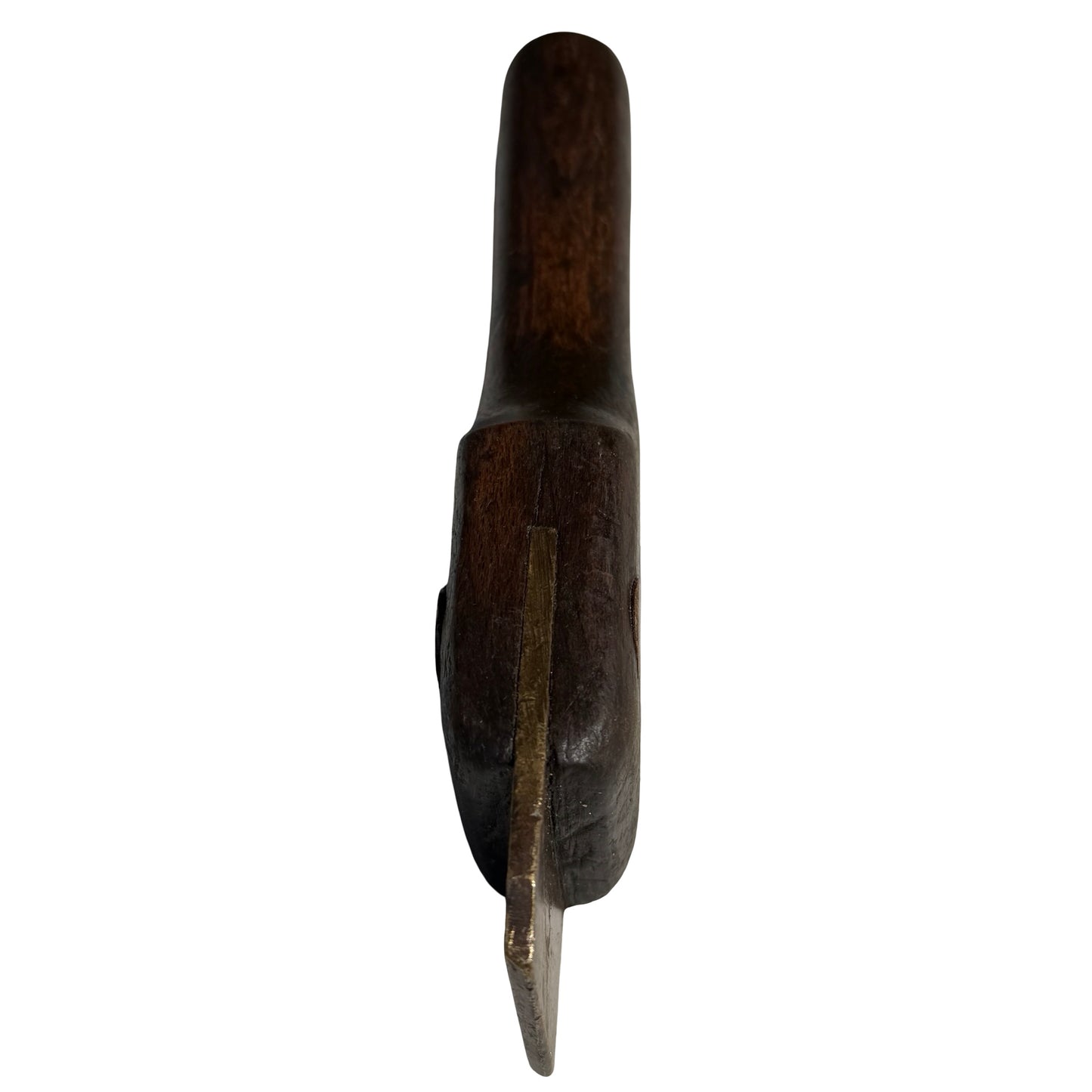 Antique Wooden Leather Burnisher - Vintage Brass Slicker Tool 17cm