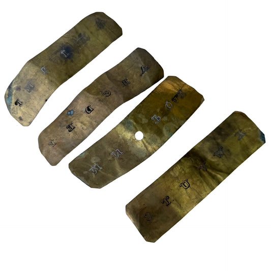 Antique Thin Brass Alphabet Stencils - Full A-Z Letter Set 15cm
