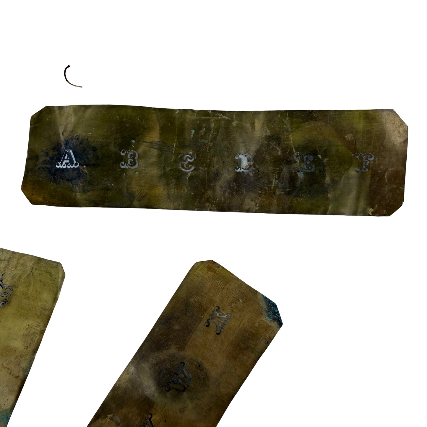 Antique Thin Brass Alphabet Stencils - Full A-Z Letter Set 15cm