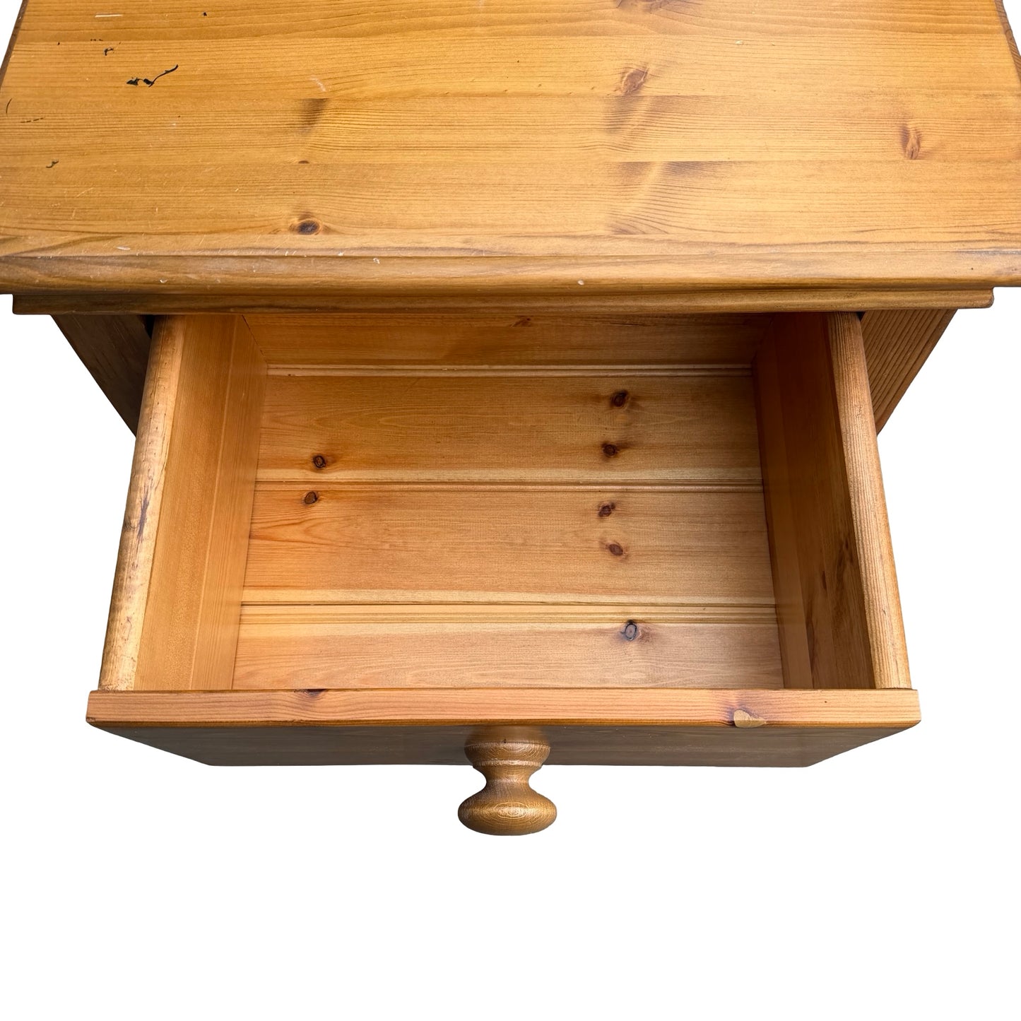 Vintage Tall Pine Bedside Chest - Three Drawer Storage Unit 85cm