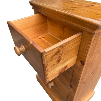 Vintage Tall Pine Bedside Chest - Three Drawer Storage Unit 85cm