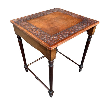 Vintage Mahogany Tooled Leather Side Table - Nest Master Table 60cm