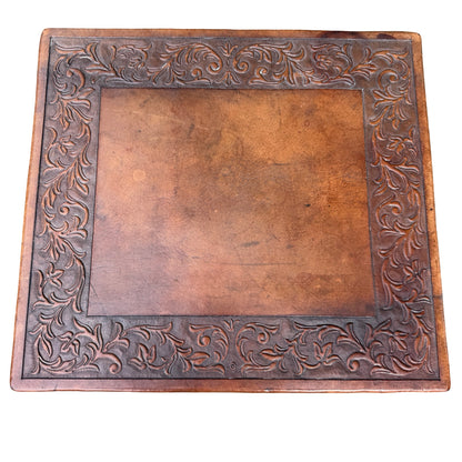 Vintage Mahogany Tooled Leather Side Table - Nest Master Table 60cm