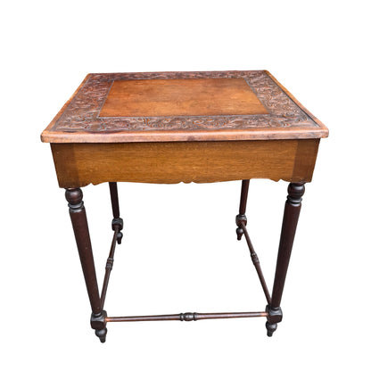 Vintage Mahogany Tooled Leather Side Table - Nest Master Table 60cm