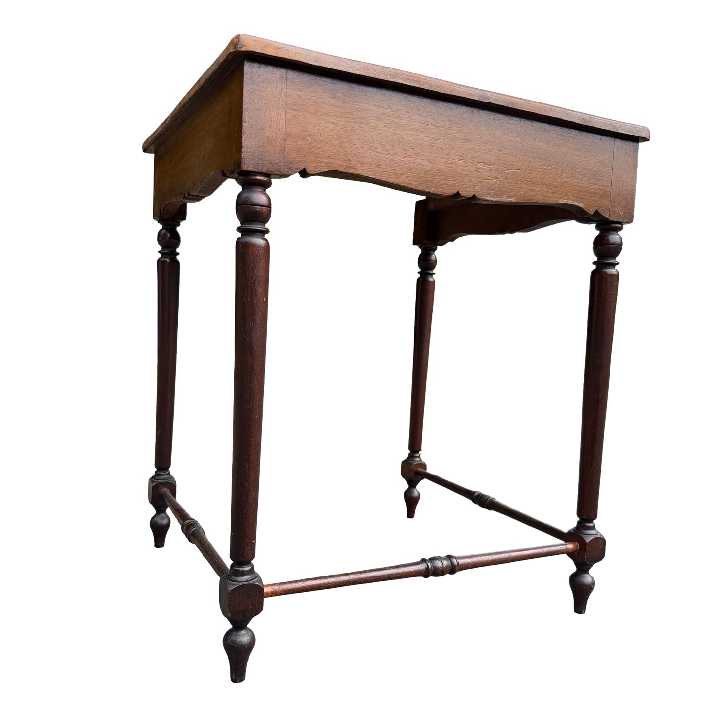 Vintage Mahogany Tooled Leather Side Table - Nest Master Table 60cm