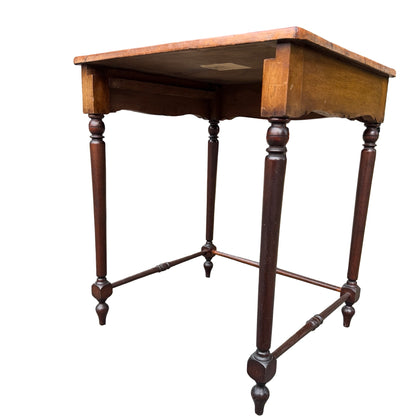 Vintage Mahogany Tooled Leather Side Table - Nest Master Table 60cm