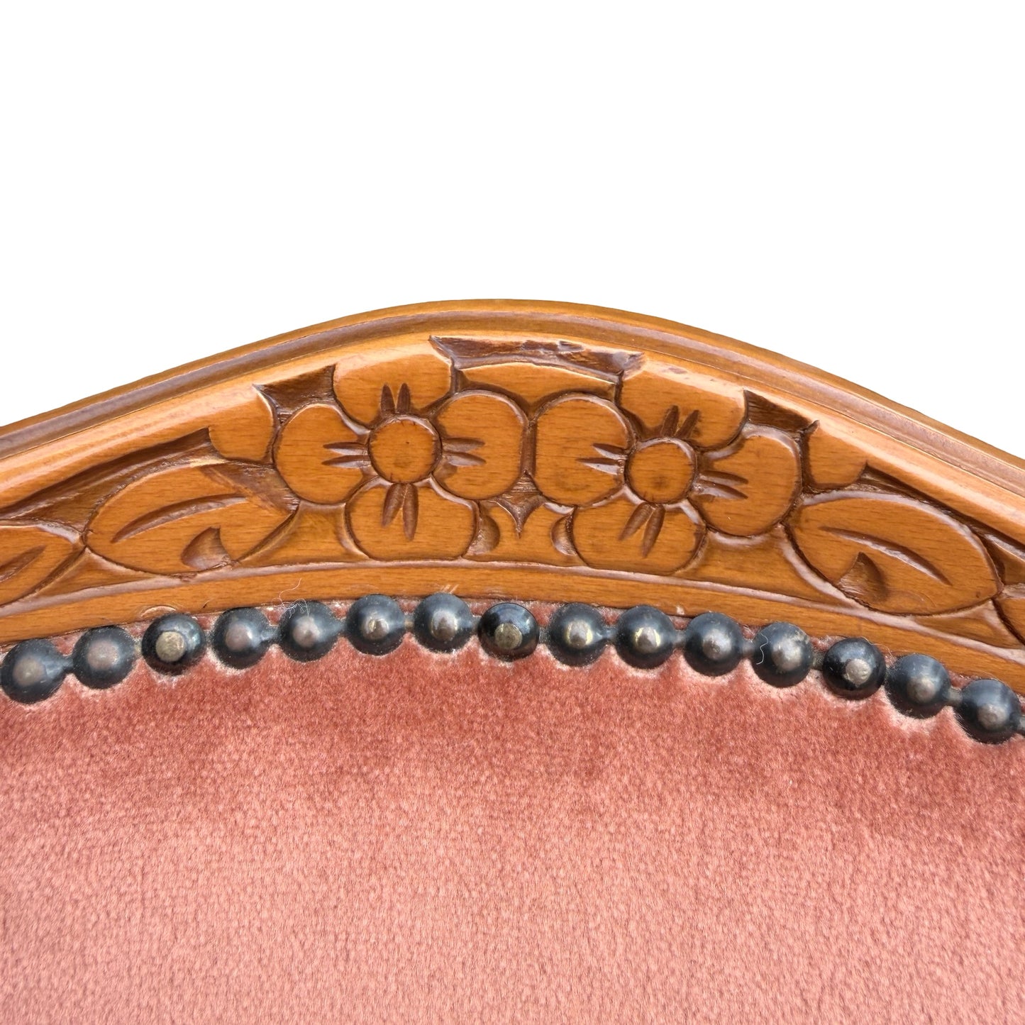 Vintage Louis XV Style Armchair - Terracotta Velvet French Fauteuil