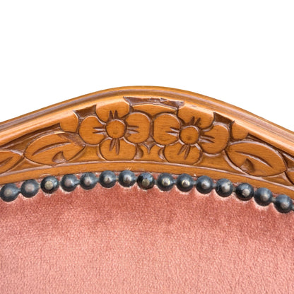 Vintage Louis XV Style Armchair - Terracotta Velvet French Fauteuil