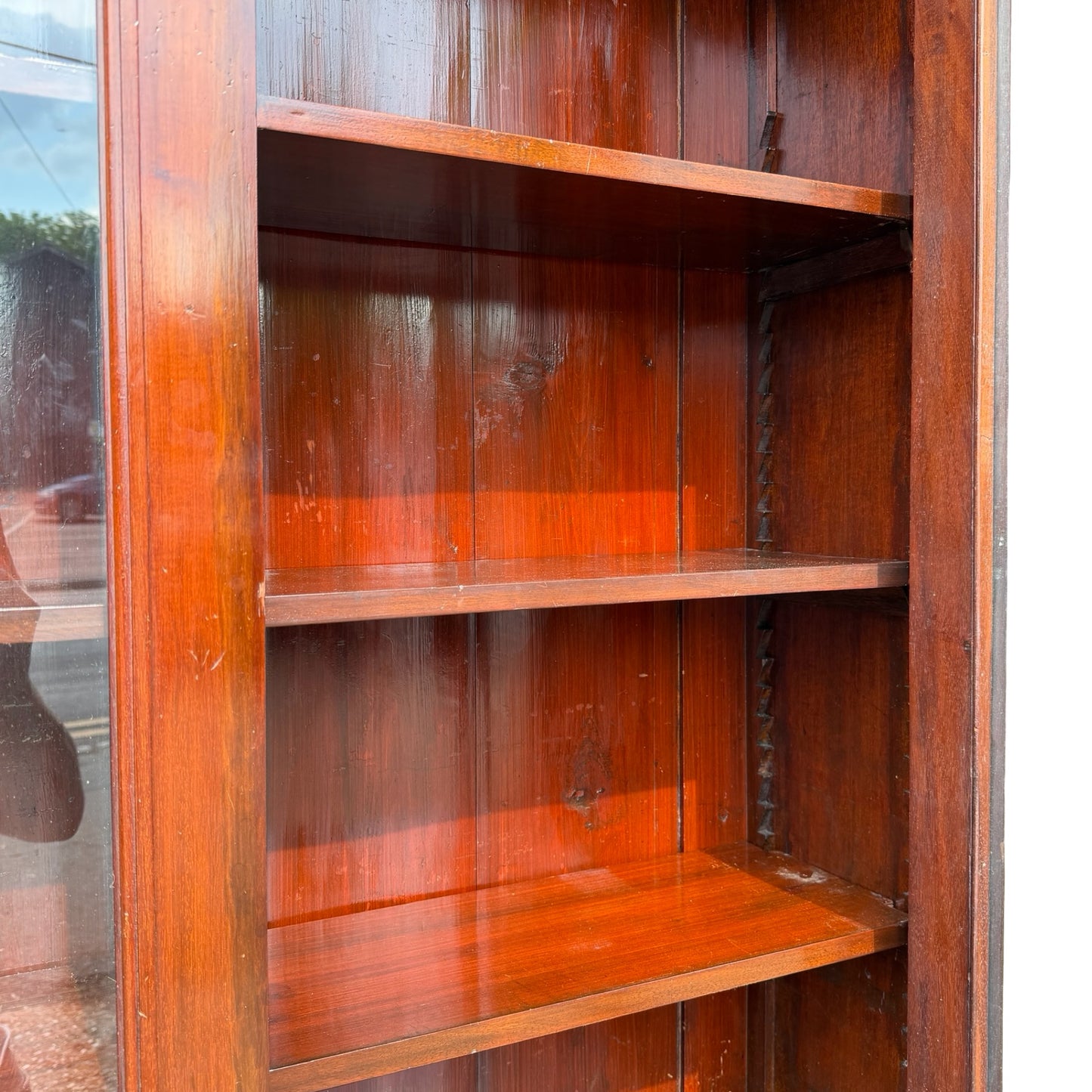 Large Edwardian Mahogany Library Bookcase - Glazed Glass Display Cabinet