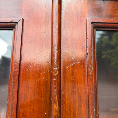 Large Edwardian Mahogany Library Bookcase - Glazed Glass Display Cabinet