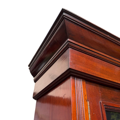 Large Edwardian Mahogany Library Bookcase - Glazed Glass Display Cabinet