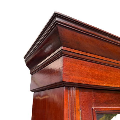 Large Edwardian Mahogany Library Bookcase - Glazed Glass Display Cabinet