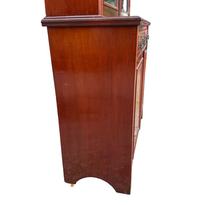 Large Edwardian Mahogany Library Bookcase - Glazed Glass Display Cabinet