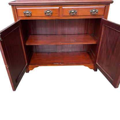 Large Edwardian Mahogany Library Bookcase - Glazed Glass Display Cabinet