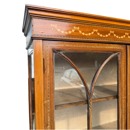Antique Edwardian Inlaid Mahogany Display Cabinet - Glass Showcase