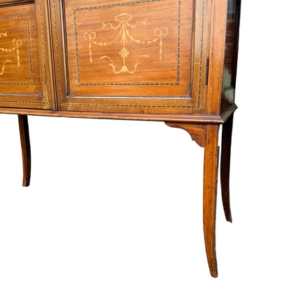 Antique Edwardian Inlaid Mahogany Display Cabinet - Glass Showcase
