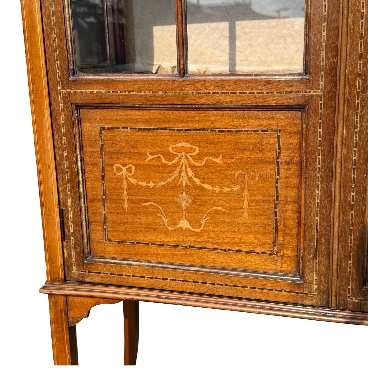 Antique Edwardian Inlaid Mahogany Display Cabinet - Glass Showcase