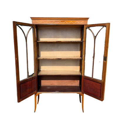Antique Edwardian Inlaid Mahogany Display Cabinet - Glass Showcase