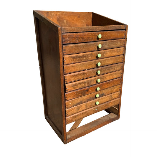 Vintage Industrial Wood Multi-Drawer Collectors Chest - Workshop Printers Trays