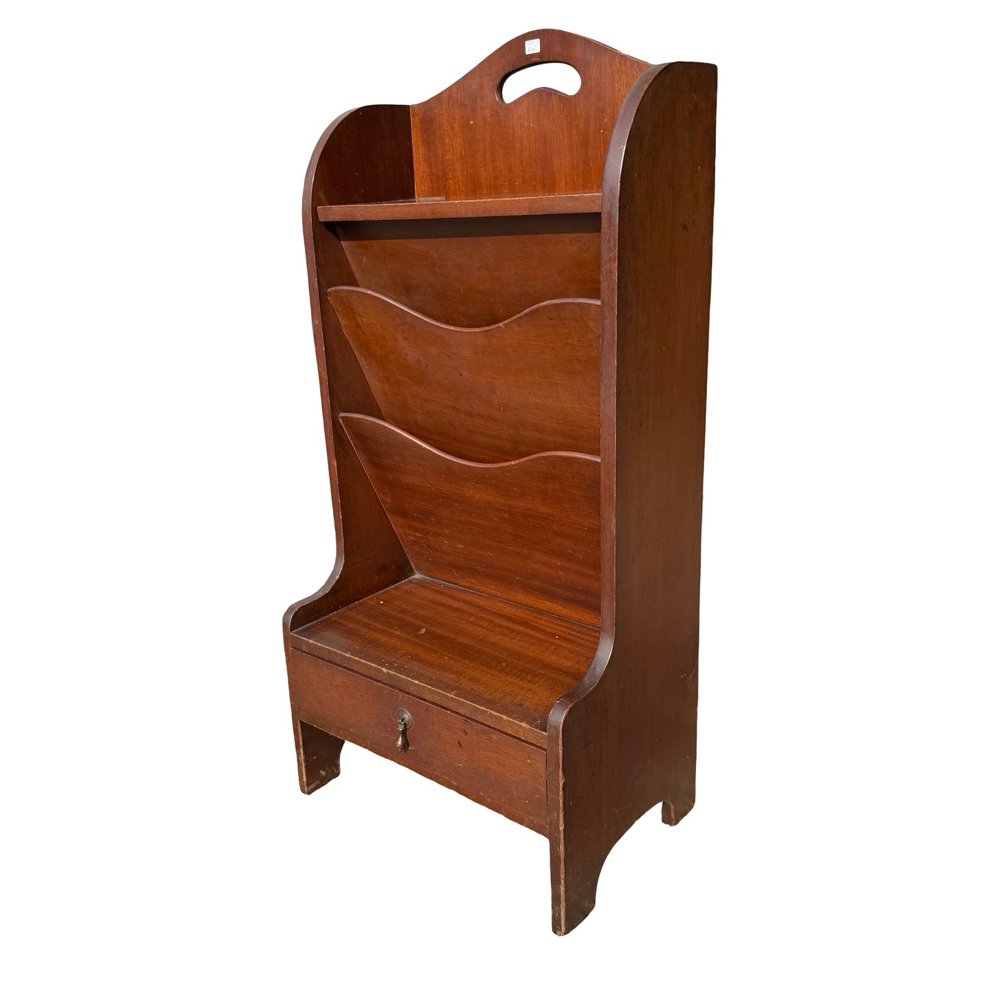 Vintage Mahogany Sheet Music Cabinet - Tiered Magazine Rack 82cm