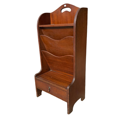 Vintage Mahogany Sheet Music Cabinet - Tiered Magazine Rack 82cm