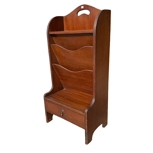 Vintage Mahogany Sheet Music Cabinet - Tiered Magazine Rack 82cm