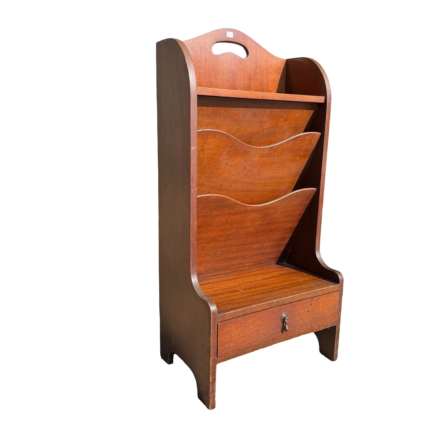 Vintage Mahogany Sheet Music Cabinet - Tiered Magazine Rack 82cm