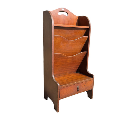 Vintage Mahogany Sheet Music Cabinet - Tiered Magazine Rack 82cm