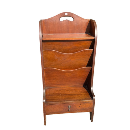 Vintage Mahogany Sheet Music Cabinet - Tiered Magazine Rack 82cm