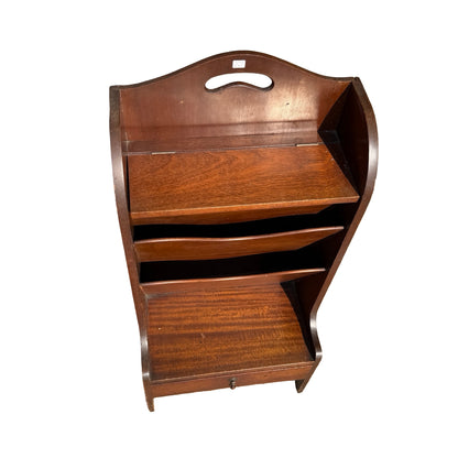 Vintage Mahogany Sheet Music Cabinet - Tiered Magazine Rack 82cm