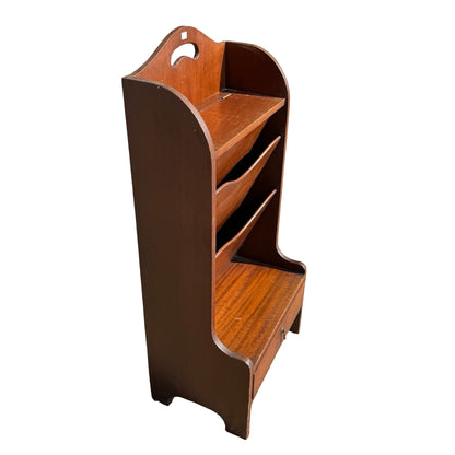 Vintage Mahogany Sheet Music Cabinet - Tiered Magazine Rack 82cm