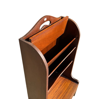 Vintage Mahogany Sheet Music Cabinet - Tiered Magazine Rack 82cm