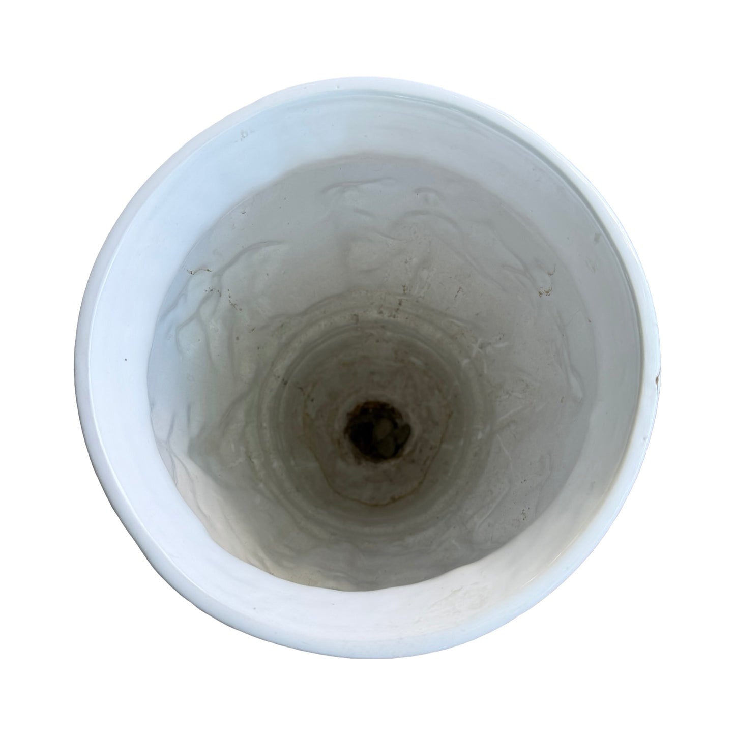 Vintage White Glazed Ceramic Urn / stick stand - Neoclassical Planter 66cm