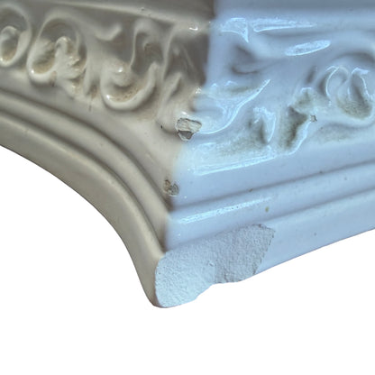 Vintage White Glazed Ceramic Urn / stick stand - Neoclassical Planter 66cm