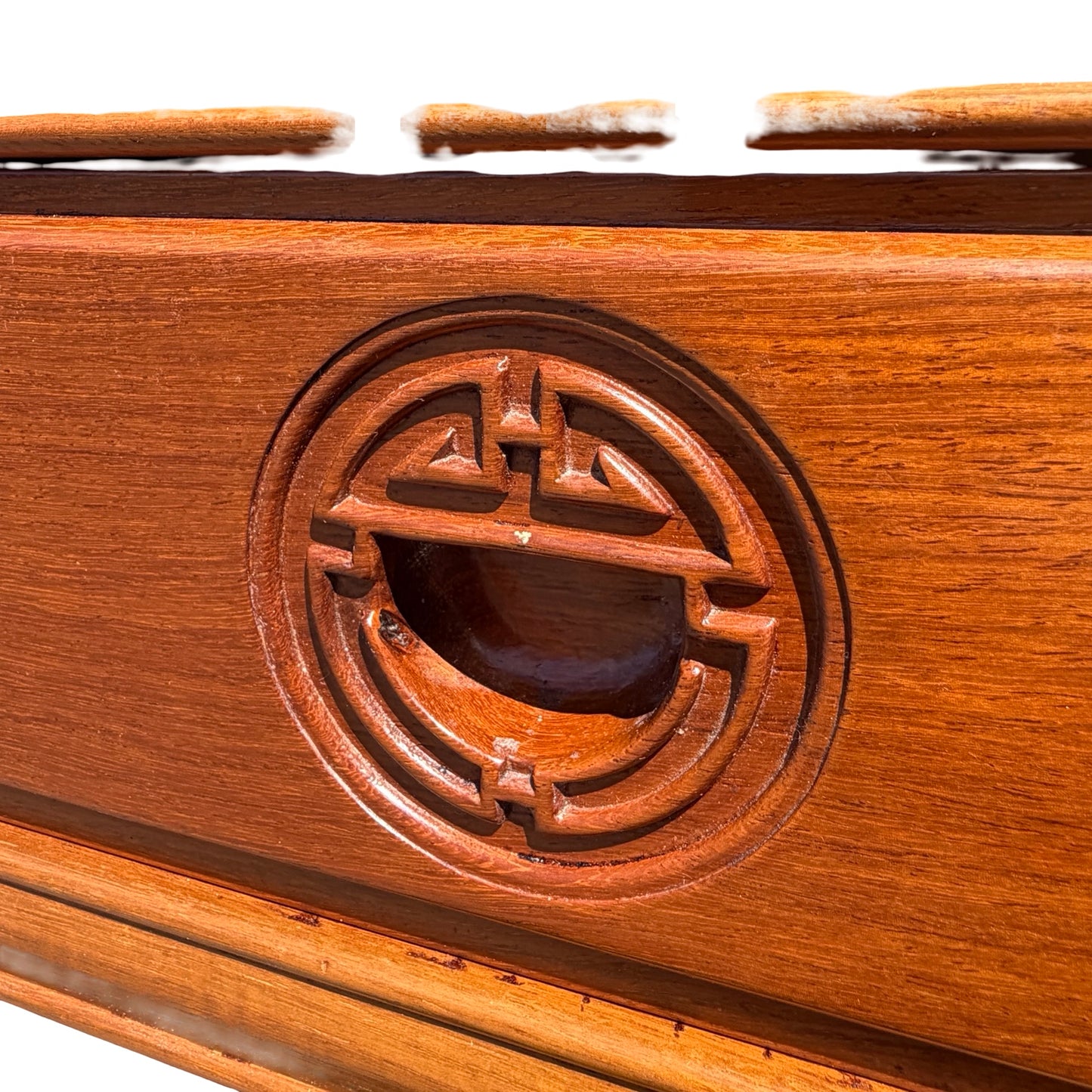 Oriental Square Hardwood Side Lamp Table - Ming Style Bedside Chest 56cm