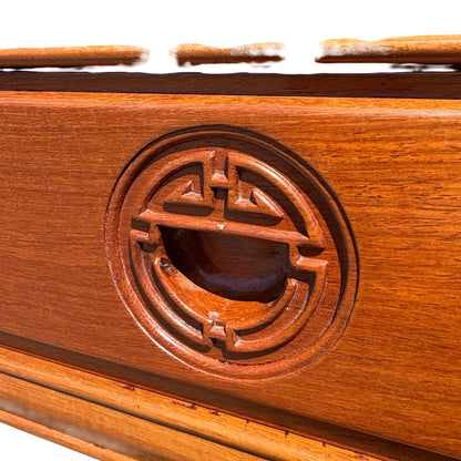 Oriental Square Hardwood Side Lamp Table - Ming Style Bedside Chest 56cm