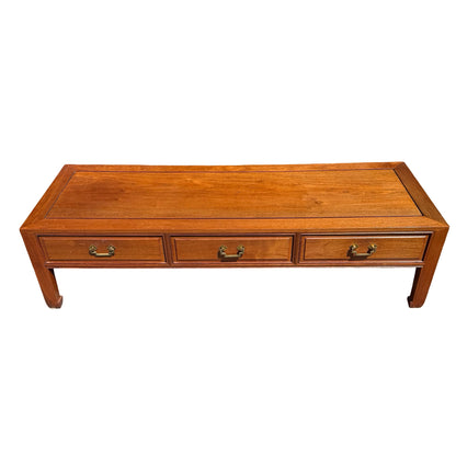 Large Oriental Hardwood Coffee Table - 3 Drawer Media Console 152cm