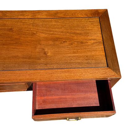 Large Oriental Hardwood Coffee Table - 3 Drawer Media Console 152cm