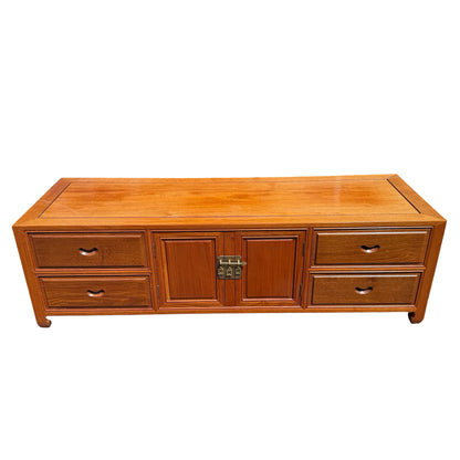 late 20th-century Oriental hardwood media console or low sideboard