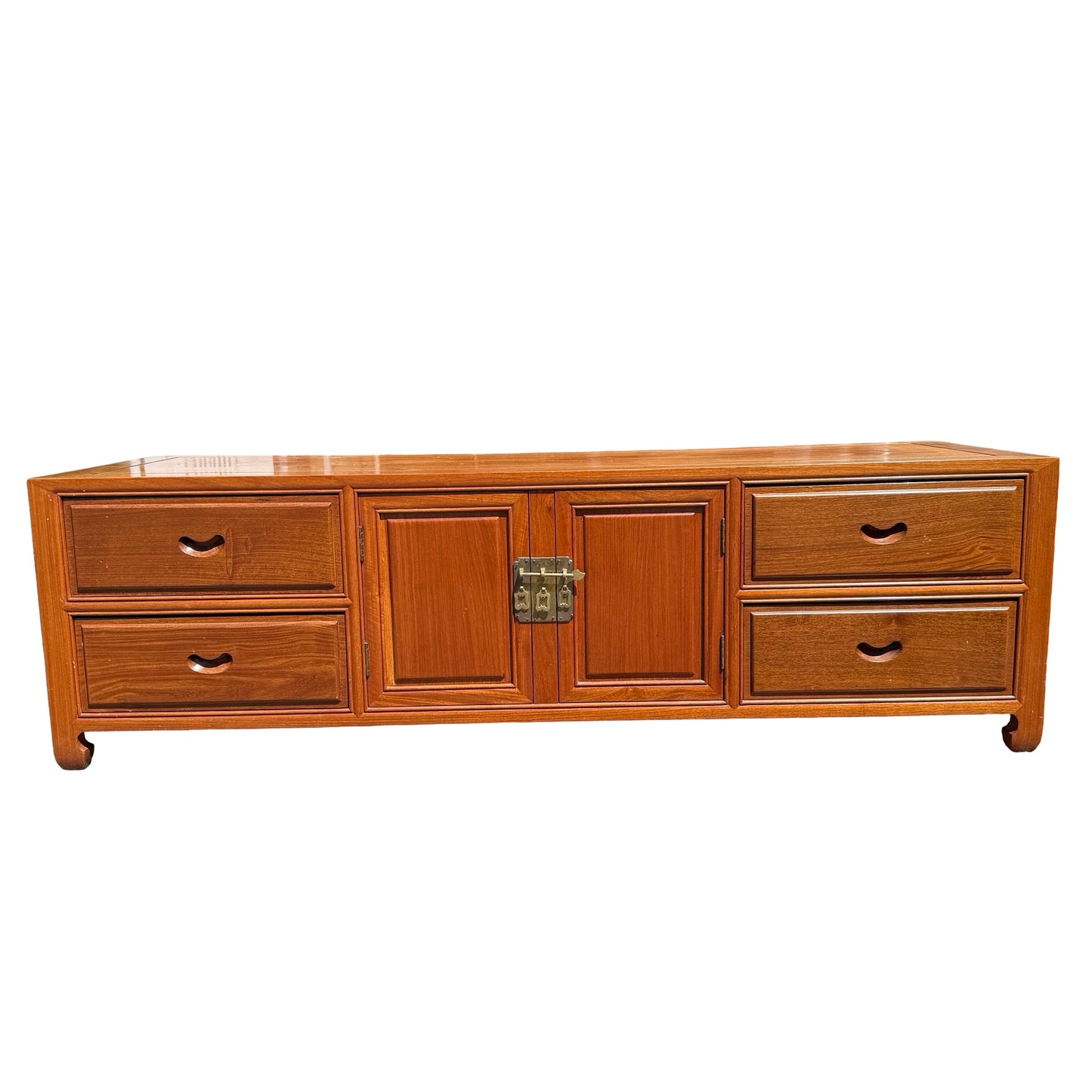 late 20th-century Oriental hardwood media console or low sideboard