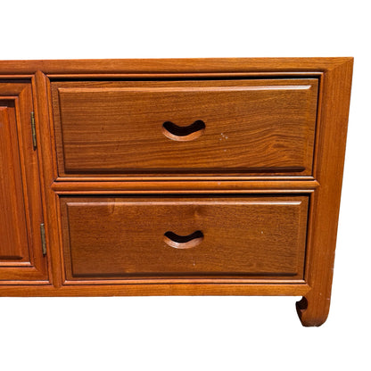 late 20th-century Oriental hardwood media console or low sideboard