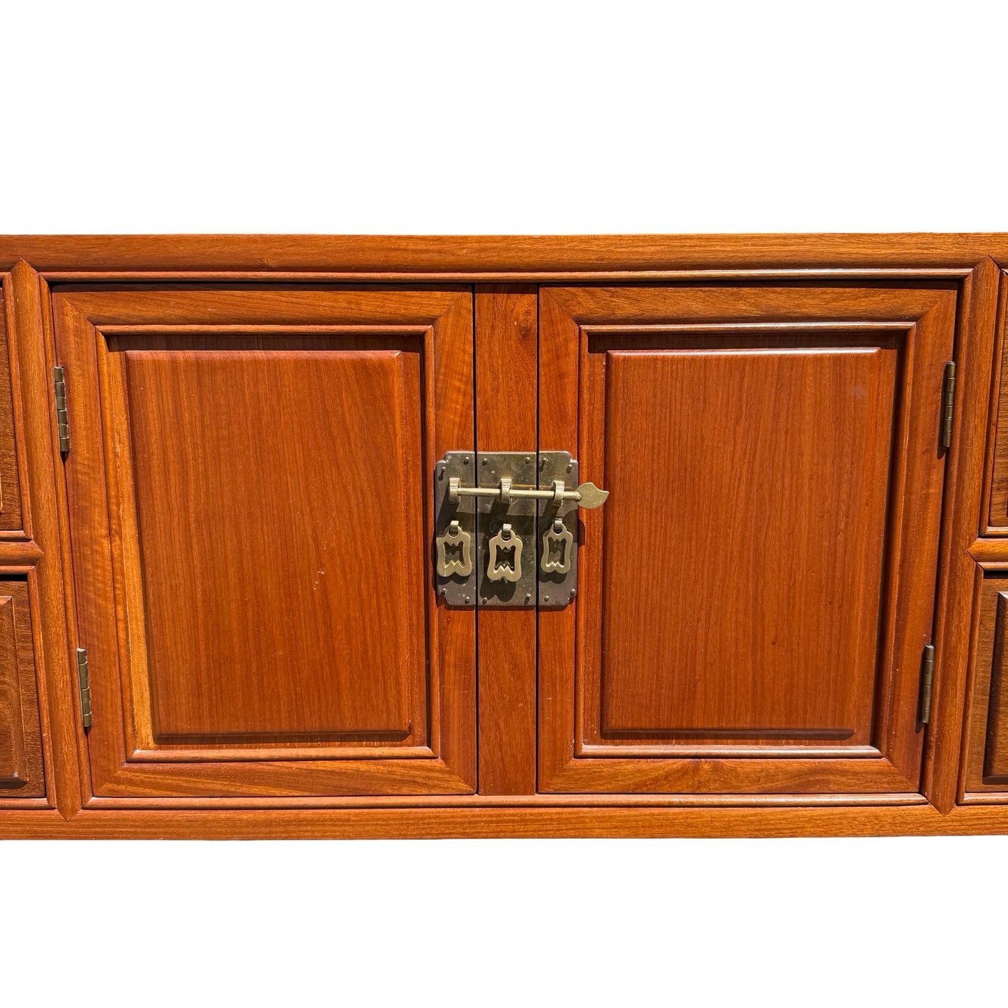late 20th-century Oriental hardwood media console or low sideboard