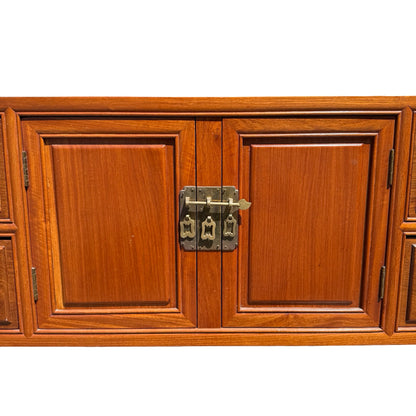 late 20th-century Oriental hardwood media console or low sideboard
