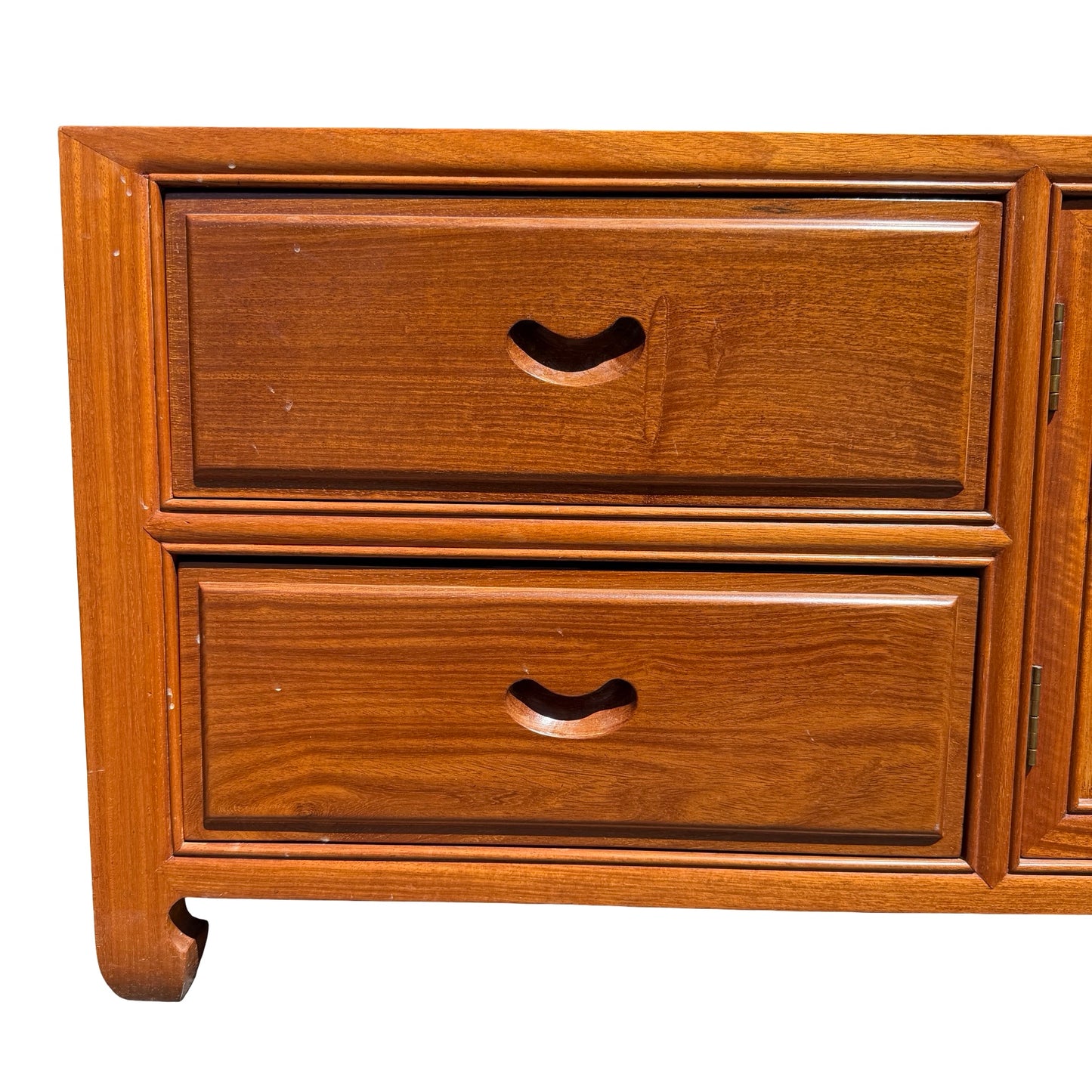 late 20th-century Oriental hardwood media console or low sideboard
